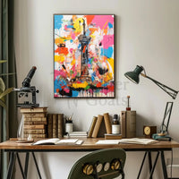 Stylized Abstract Tower with Vibrant Colors Artistic Poster PosterGoat
