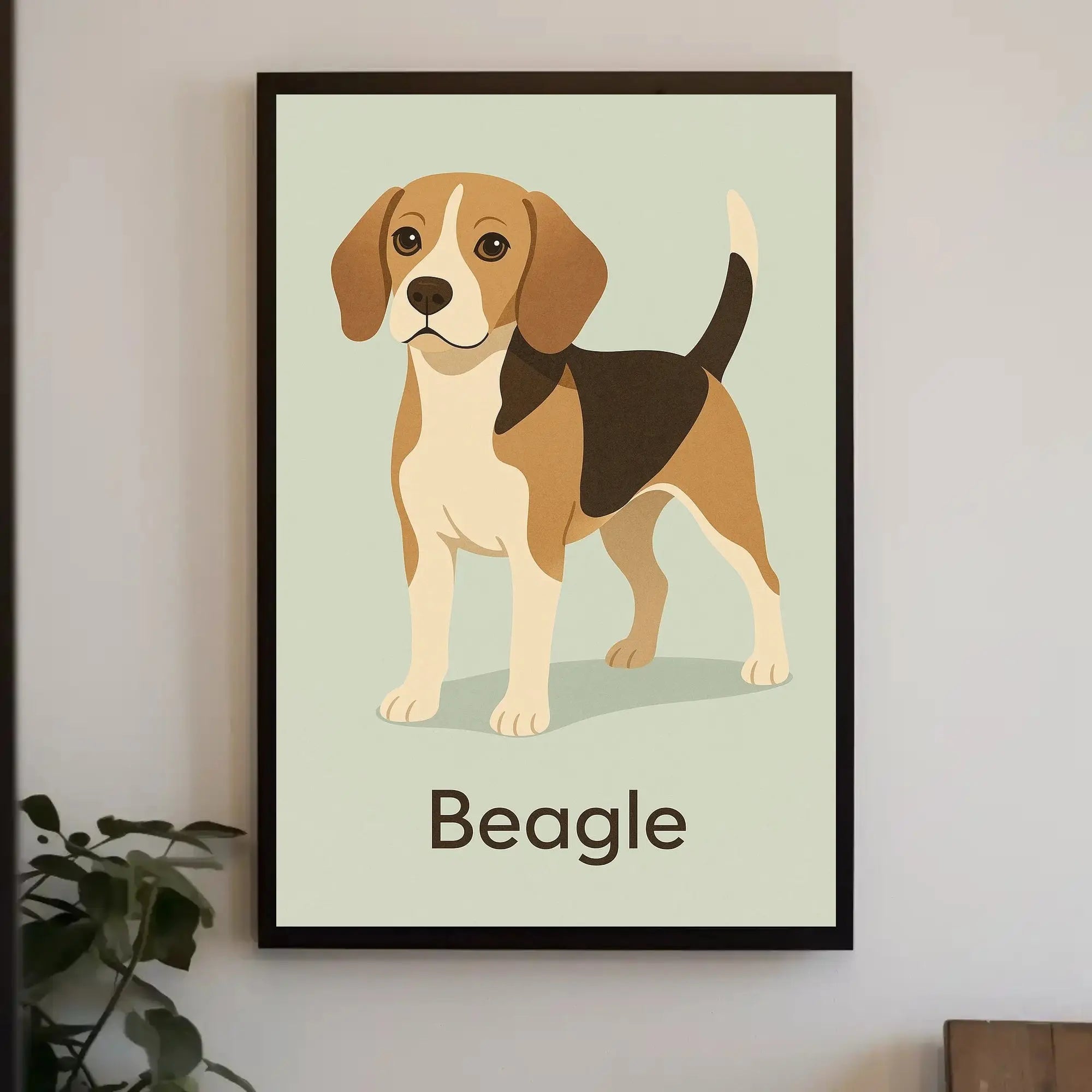 Stylized Beagle Illustration in Earthy Tones Dog Breed Poster PosterGoat