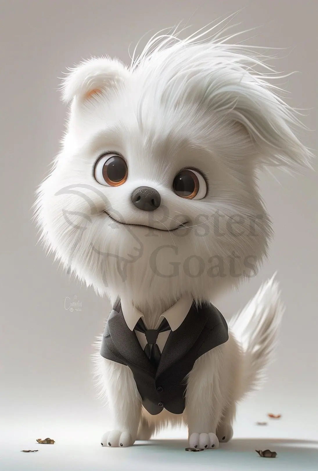 Stylized Cartoon Dog in Suit - Animal Poster PosterGoat