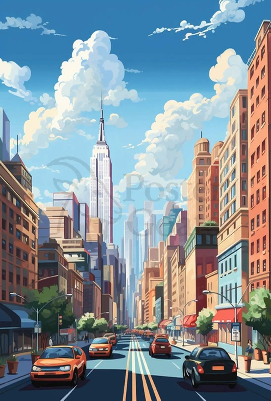 Stylized Cityscape Modern Vibe Urban Architecture Poster PosterGoat