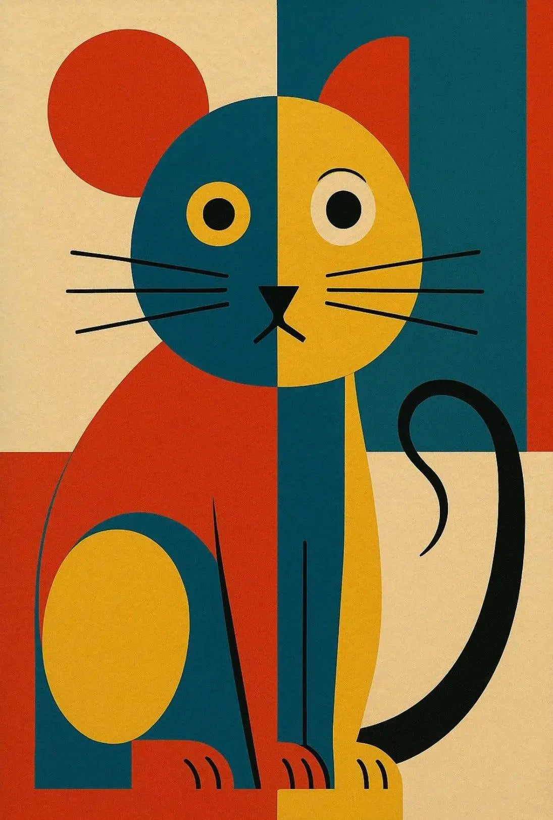 Stylized Geometric Cat Art Print Animal Poster PosterGoat