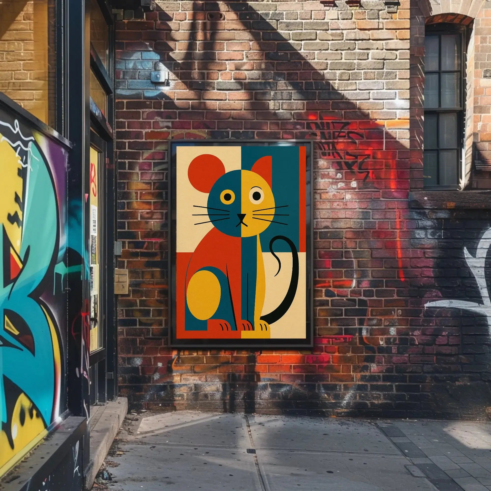 Stylized Geometric Cat Art Print Animal Poster PosterGoat