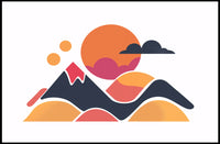 Stylized Geometric Landscape with Bold Colors: Abstract Poster PosterGoat