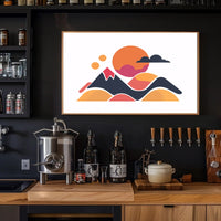 Stylized Geometric Landscape with Bold Colors: Abstract Poster PosterGoat