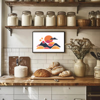 Stylized Geometric Landscape with Bold Colors: Abstract Poster PosterGoat