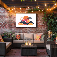 Stylized Geometric Landscape with Bold Colors: Abstract Poster PosterGoat