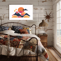 Stylized Geometric Landscape with Bold Colors: Abstract Poster PosterGoat