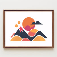 Stylized Geometric Landscape with Bold Colors: Abstract Poster PosterGoat
