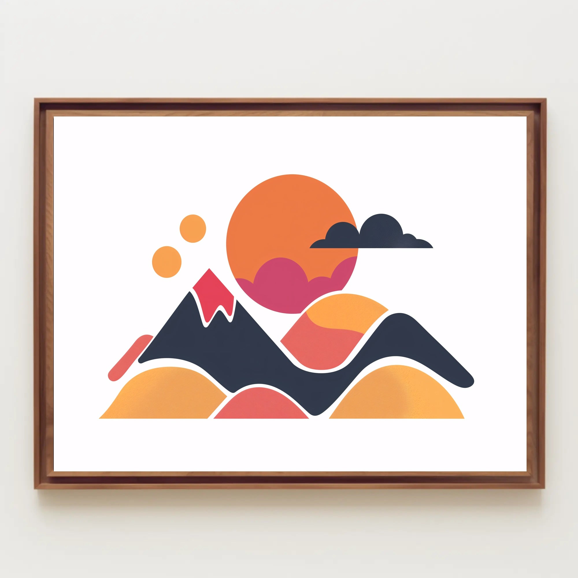 Stylized Geometric Landscape with Bold Colors: Abstract Poster PosterGoat