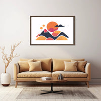 Stylized Geometric Landscape with Bold Colors: Abstract Poster PosterGoat