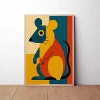 Stylized Geometric Mouse Modern Abstract Artistic Poster PosterGoat