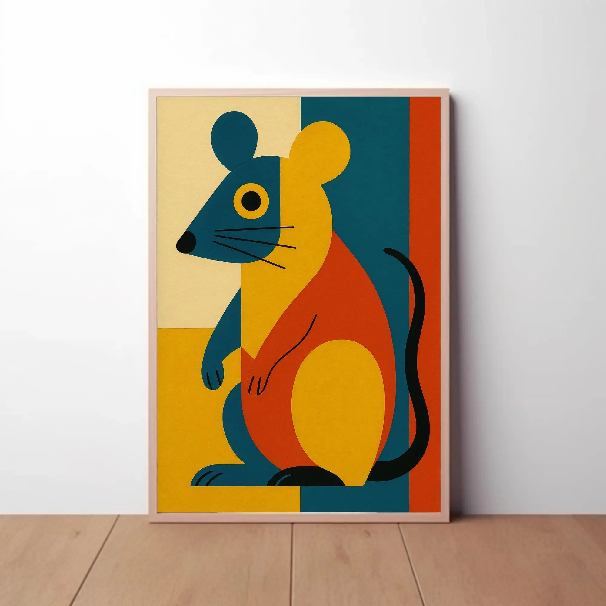 Stylized Geometric Mouse Modern Abstract Artistic Poster PosterGoat