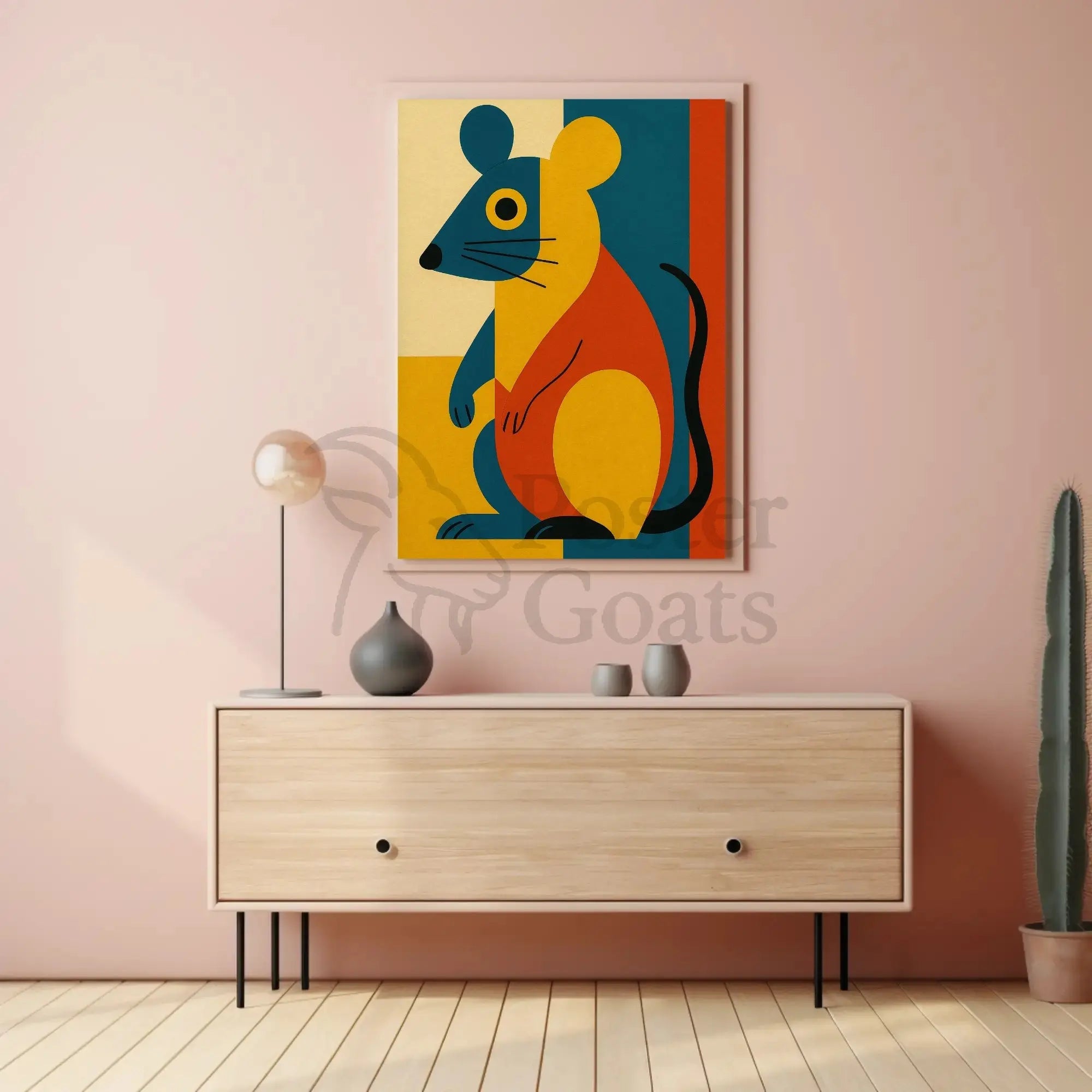 Stylized Geometric Mouse Modern Abstract Artistic Poster PosterGoat