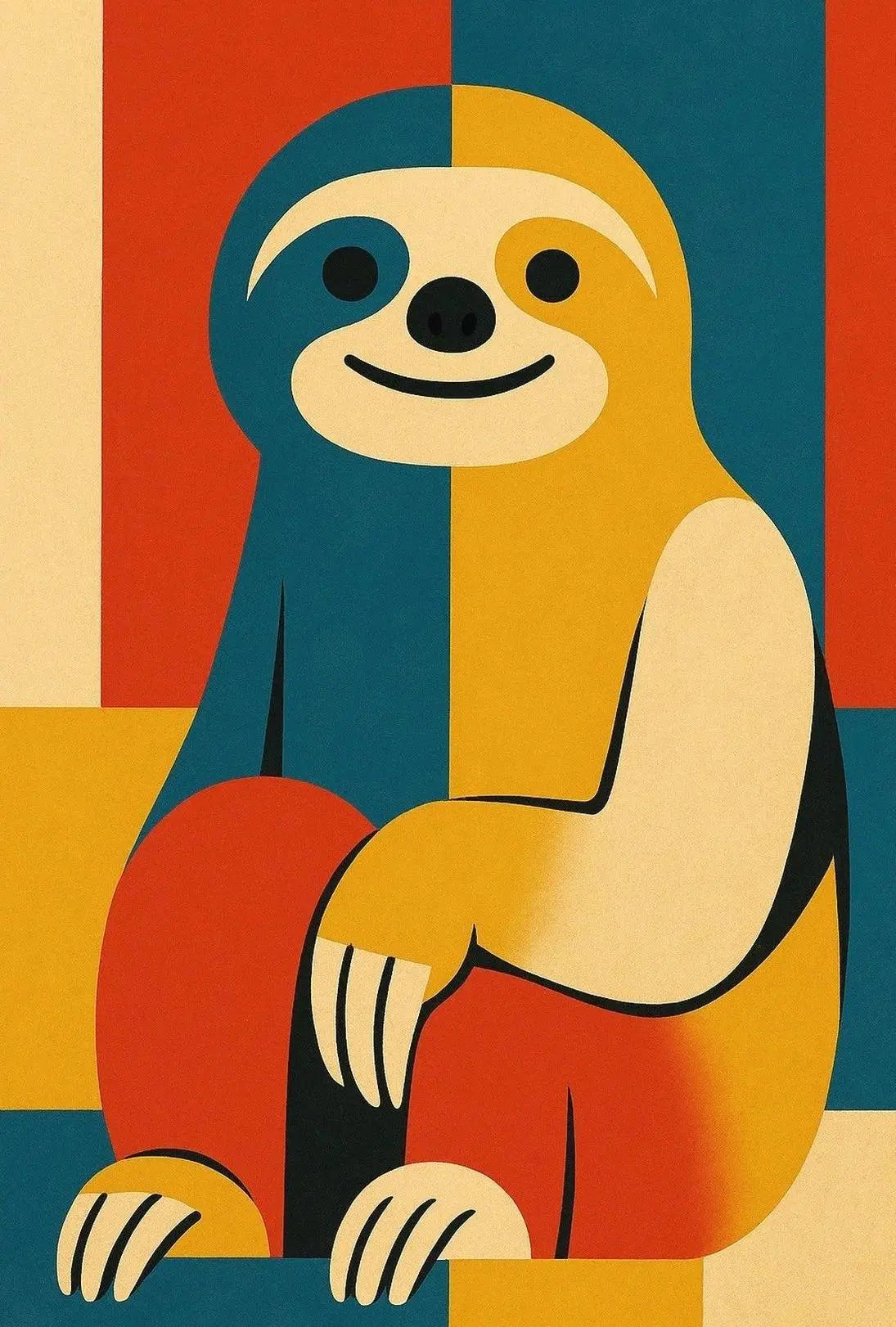 Stylized Geometric Sloth Art Print: Animal Poster PosterGoat