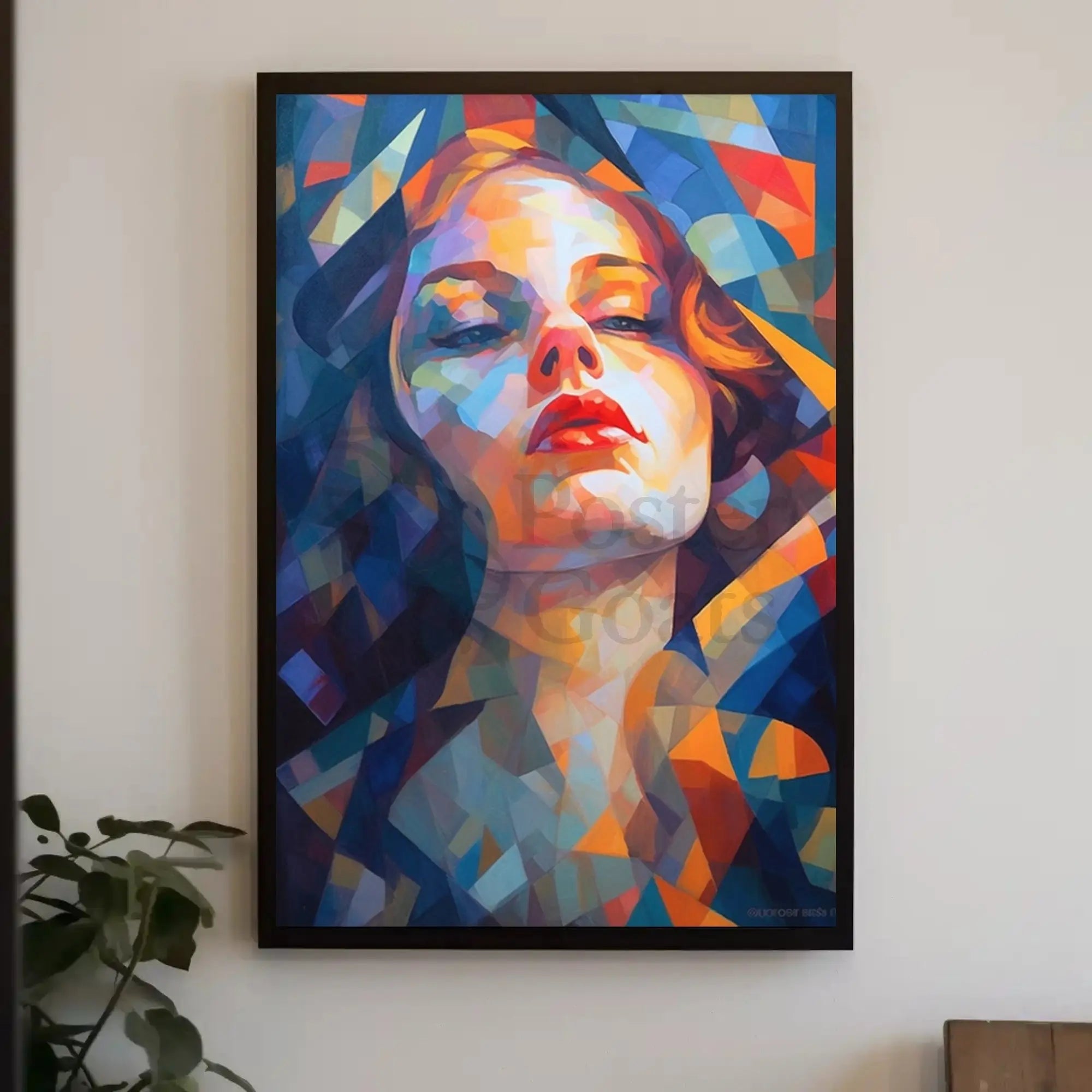 Stylized Geometric Woman Portrait Abstract Artistic Poster PosterGoat