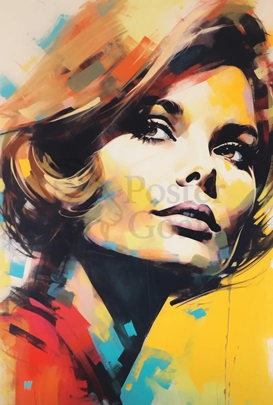 Stylized Mid-Century Woman Pop Art Poster PosterGoat