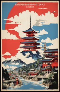 Stylized Naritasan Shinsho-ji Temple Travel Poster PosterGoat