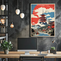 Stylized Naritasan Shinsho-ji Temple Travel Poster PosterGoat