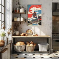 Stylized Naritasan Shinsho-ji Temple Travel Poster PosterGoat