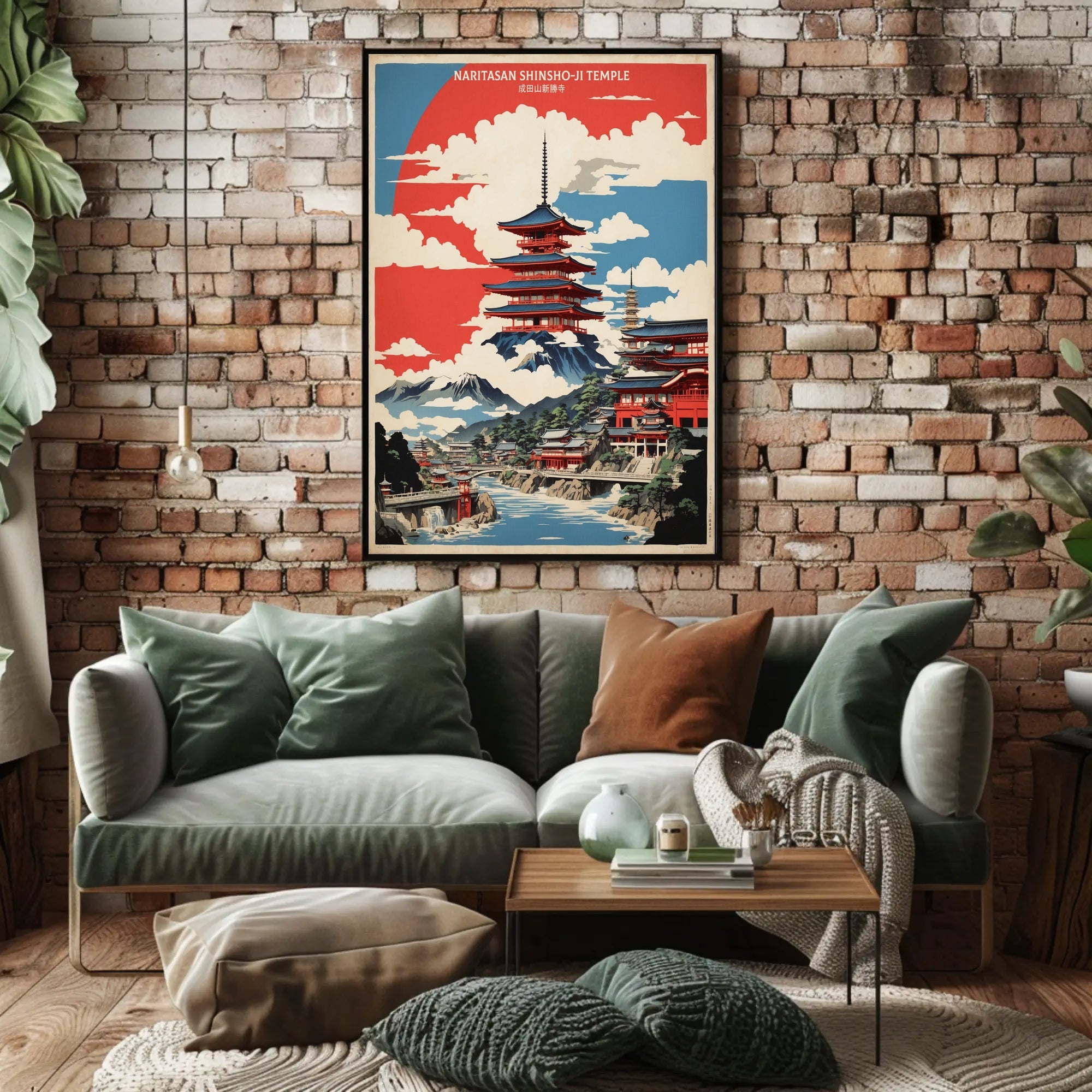 Stylized Naritasan Shinsho-ji Temple Travel Poster PosterGoat