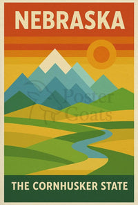 Stylized Nebraska Landscape Geometric Art Travel Poster PosterGoat