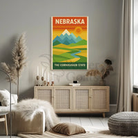 Stylized Nebraska Landscape Geometric Art Travel Poster PosterGoat