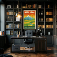 Stylized Nebraska Landscape Geometric Art Travel Poster PosterGoat