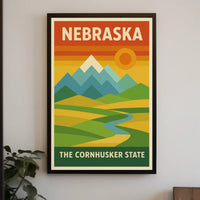 Stylized Nebraska Landscape Geometric Art Travel Poster PosterGoat
