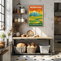 Stylized Nebraska Landscape Geometric Art Travel Poster PosterGoat