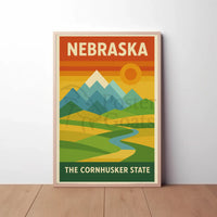 Stylized Nebraska Landscape Geometric Art Travel Poster PosterGoat