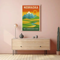 Stylized Nebraska Landscape Geometric Art Travel Poster PosterGoat