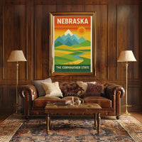 Stylized Nebraska Landscape Geometric Art Travel Poster PosterGoat