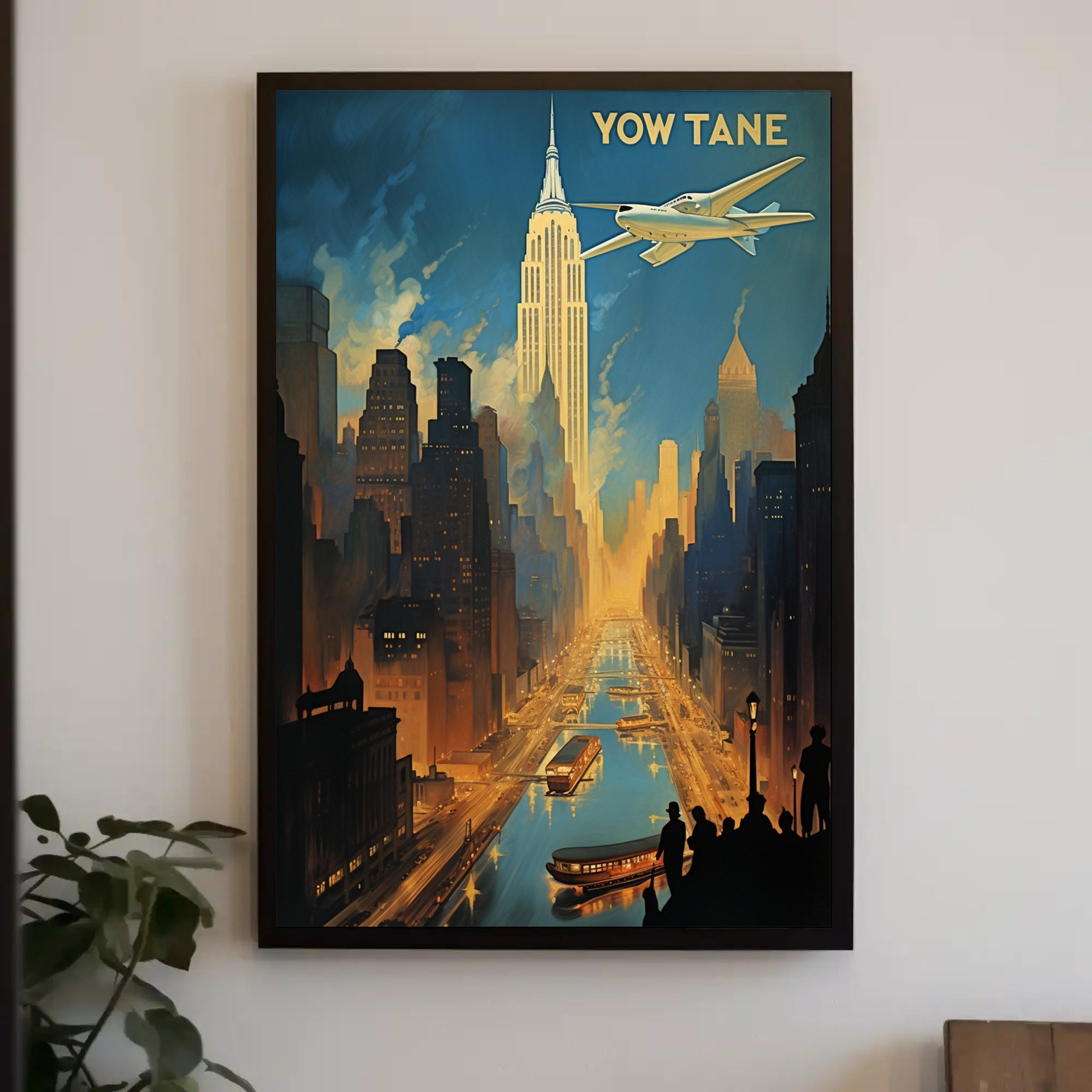 Stylized New York Cityscape Vintage Travel Adventure Poster PosterGoat