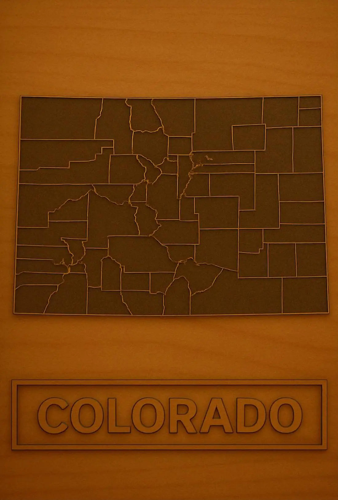 Stylized Outline of Colorado Counties Travel Poster PosterGoat