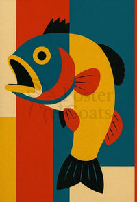Stylized Retro Fish Art for Abstract Poster PosterGoat