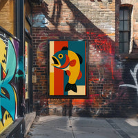 Stylized Retro Fish Art for Abstract Poster PosterGoat
