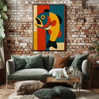 Stylized Retro Fish Art for Abstract Poster PosterGoat