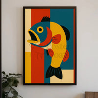 Stylized Retro Fish Art for Abstract Poster PosterGoat