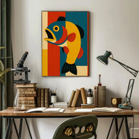 Stylized Retro Fish Art for Abstract Poster PosterGoat