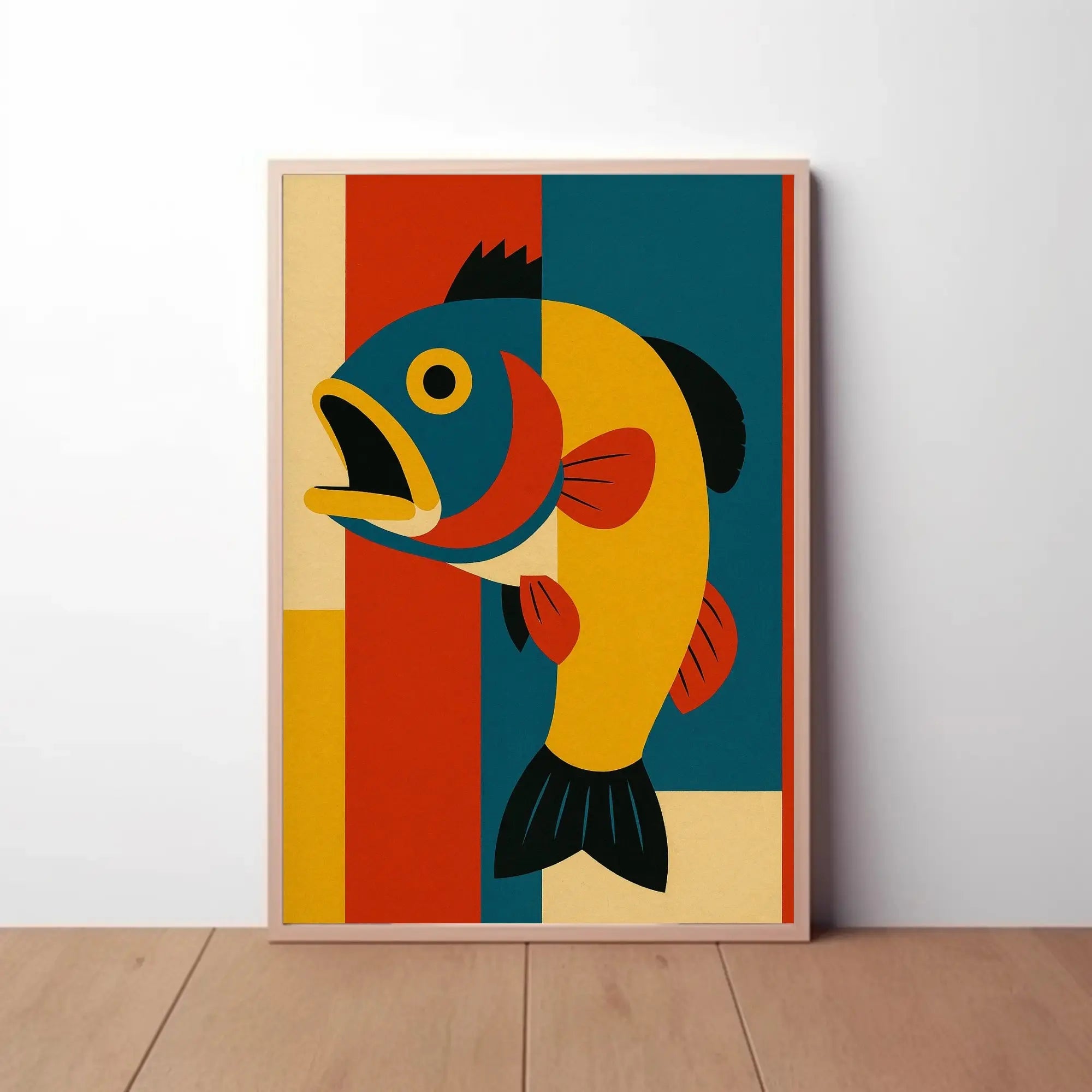 Stylized Retro Fish Art for Abstract Poster PosterGoat