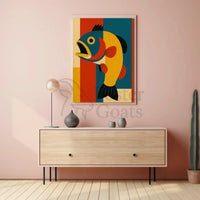 Stylized Retro Fish Art for Abstract Poster PosterGoat