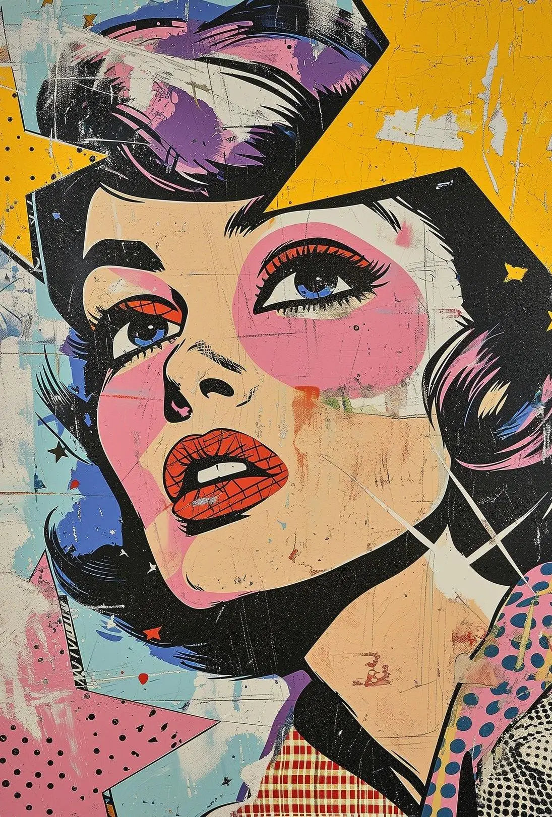 Stylized Retro Woman Pop Culture Artistic Poster PosterGoat