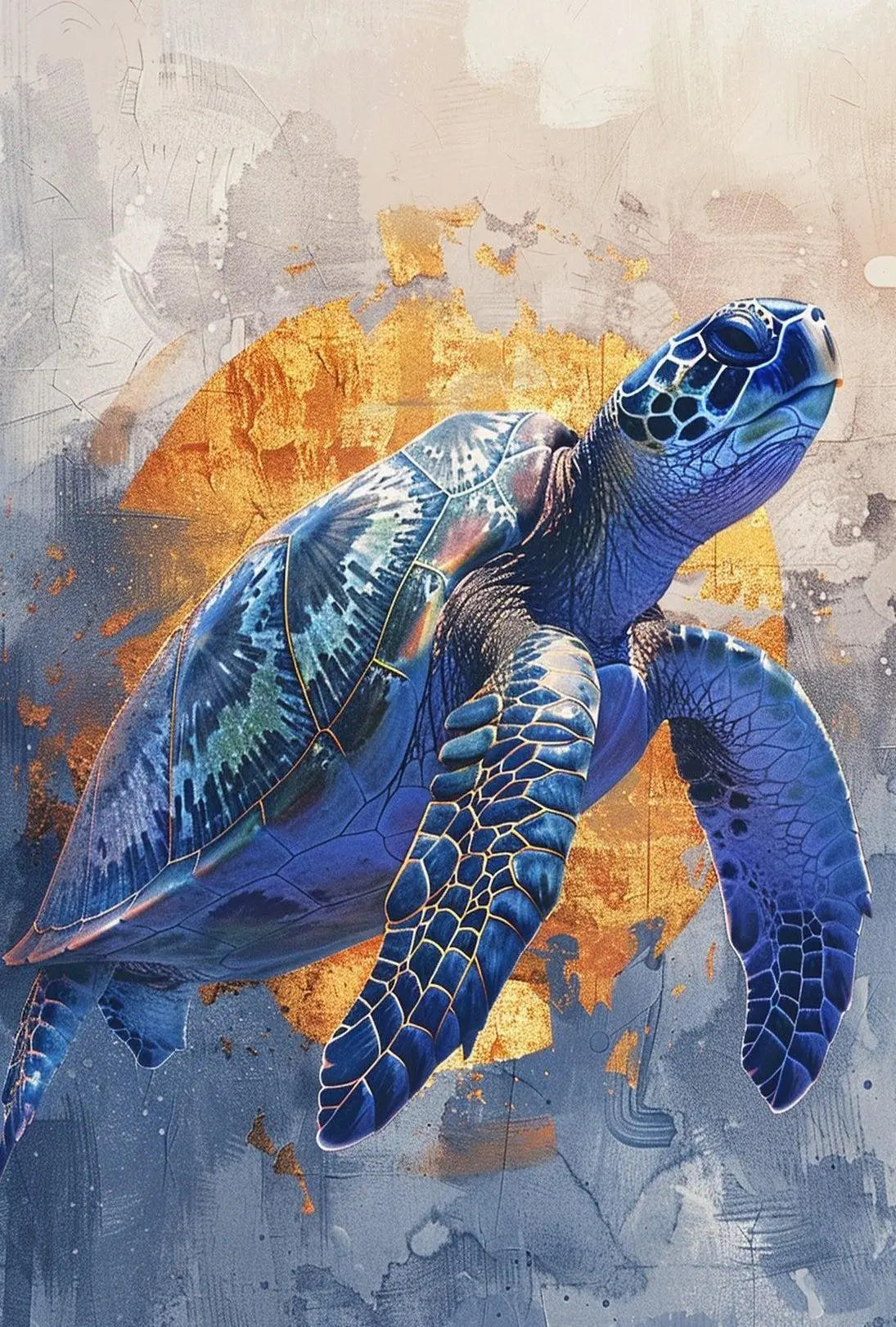 Stylized Sea Turtle Conservation Art Animal Poster PosterGoat