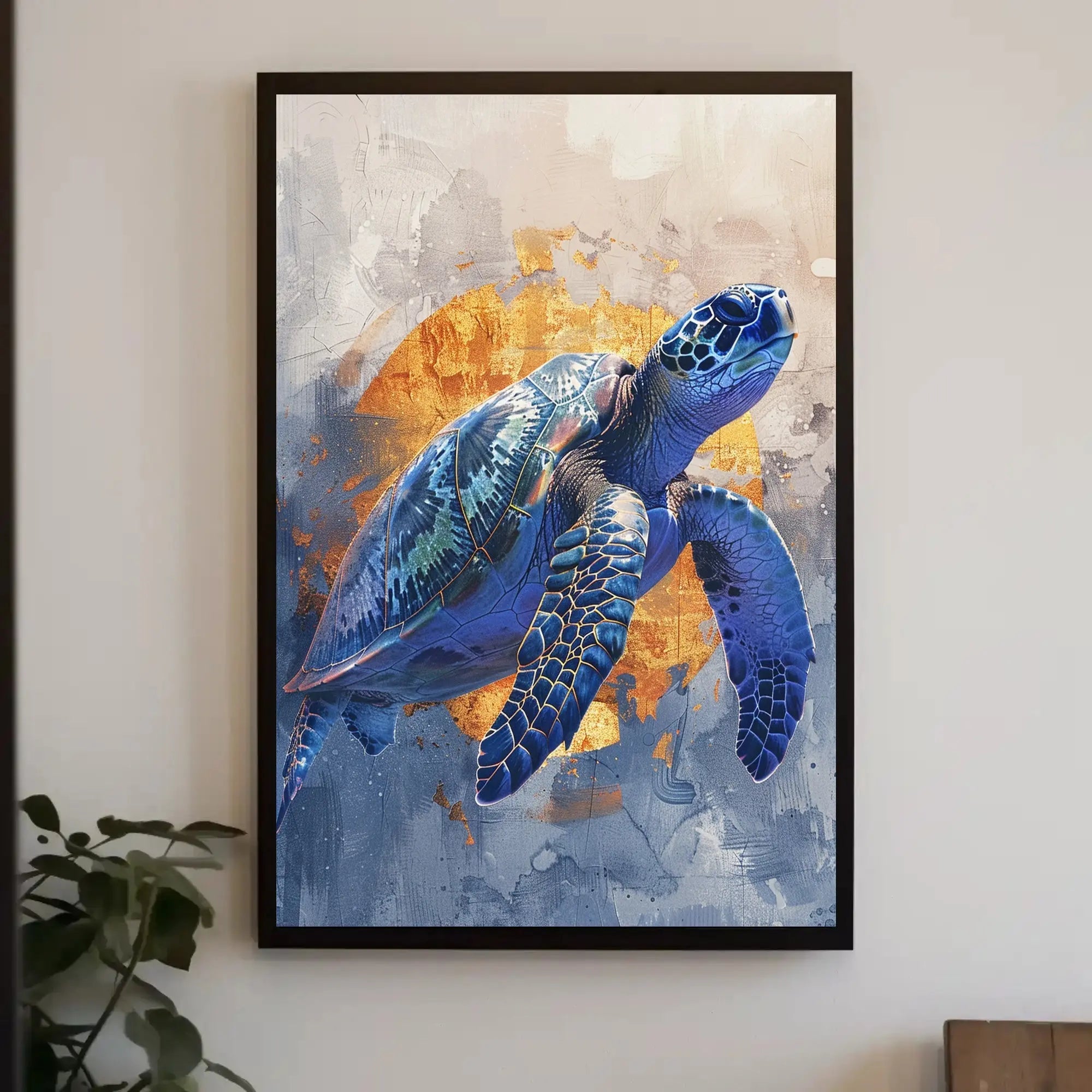 Stylized Sea Turtle Conservation Art Animal Poster PosterGoat