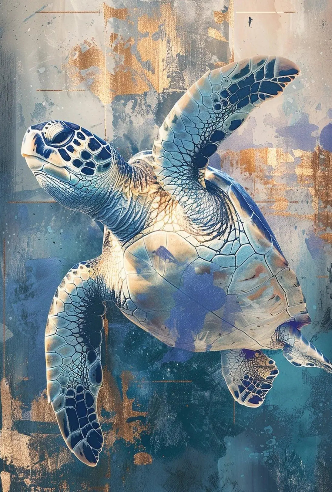 Stylized Sea Turtle Dynamic Motion Animal Poster PosterGoat
