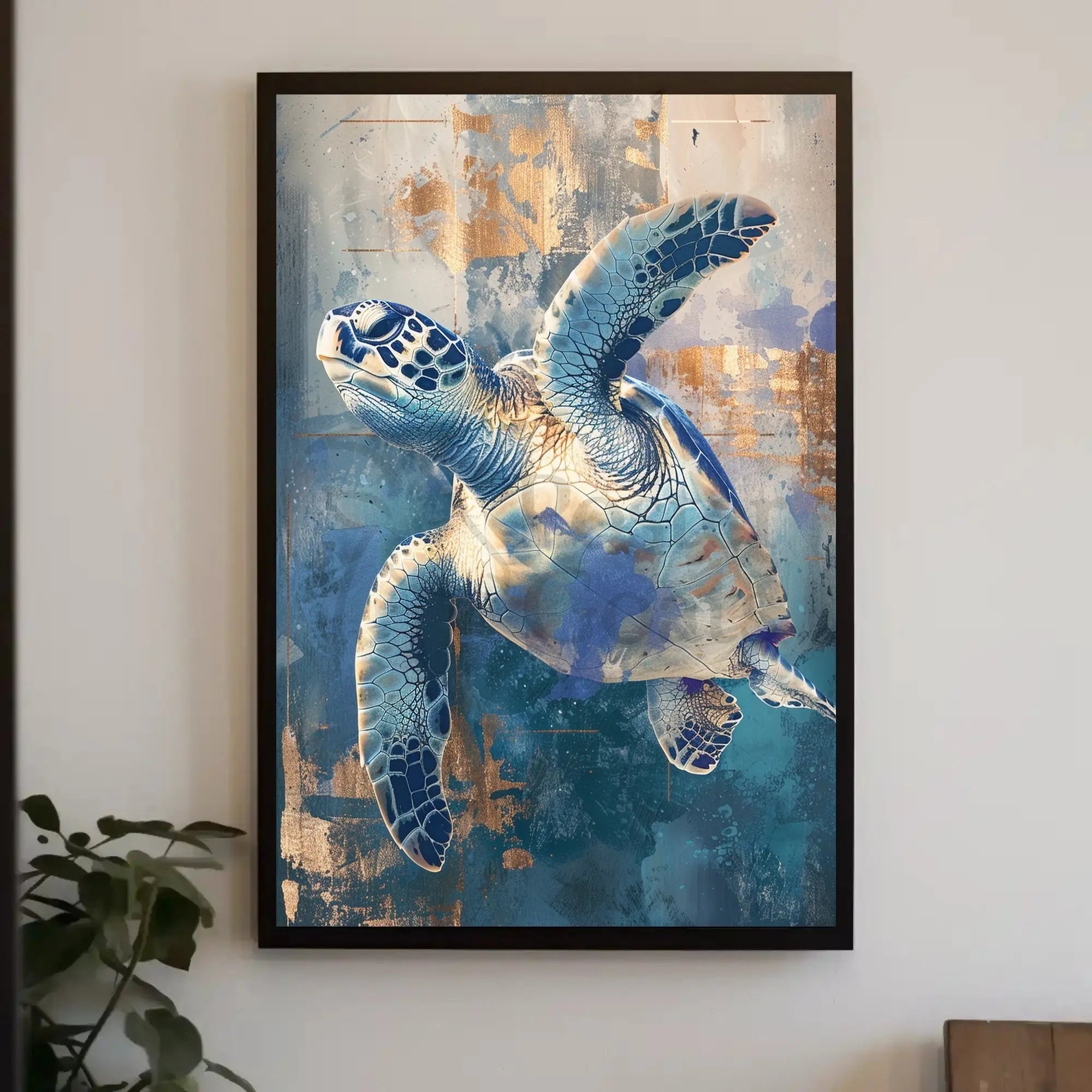 Stylized Sea Turtle Dynamic Motion Animal Poster PosterGoat