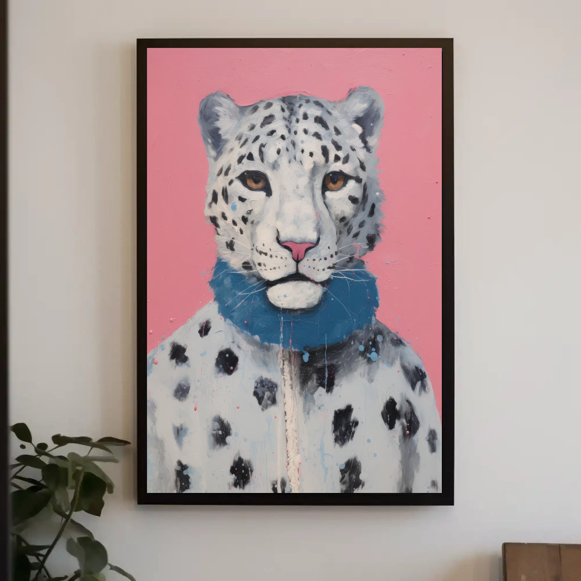 Stylized Snow Leopard Painting in Animal Poster PosterGoat