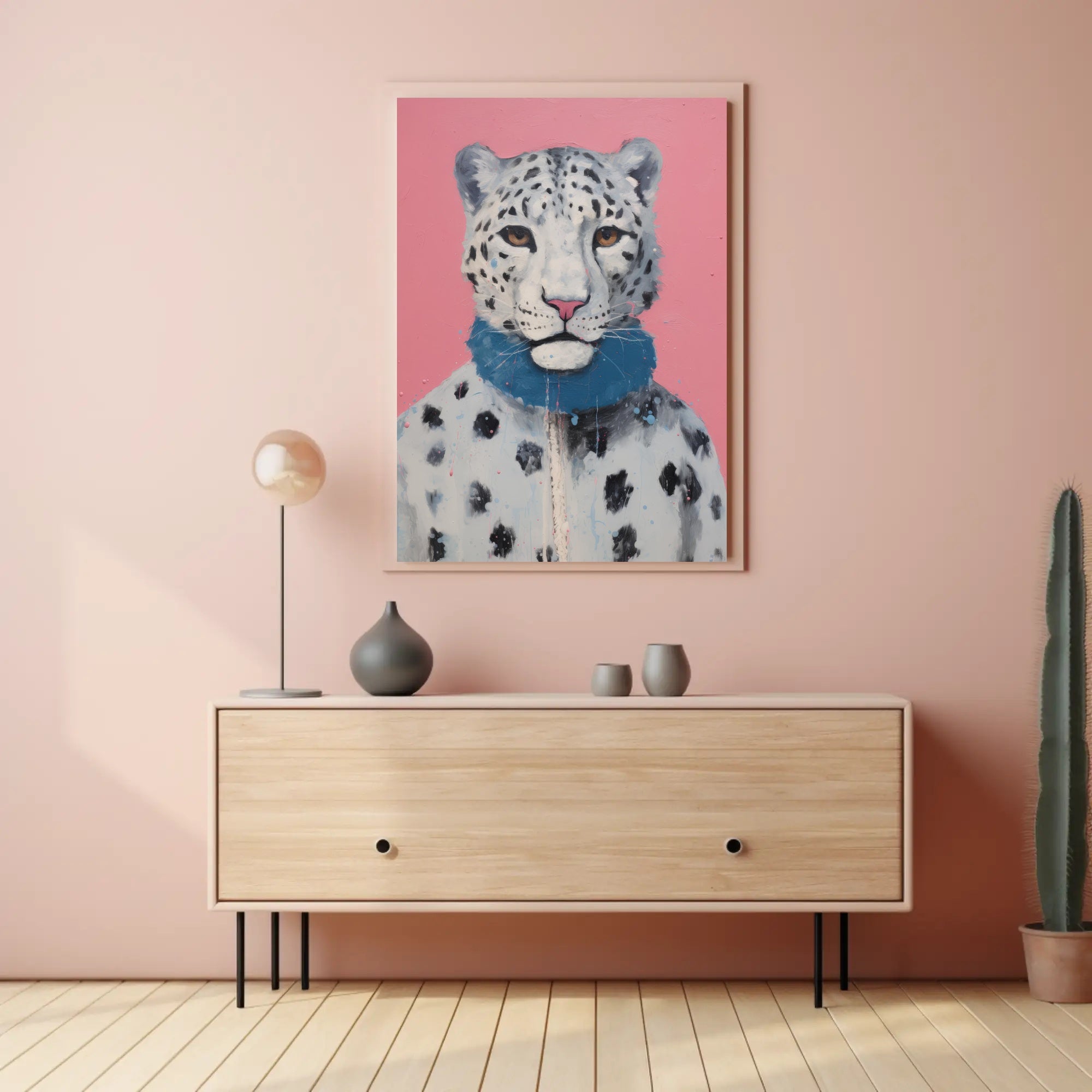 Stylized Snow Leopard Painting in Animal Poster PosterGoat