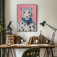 Stylized Snow Leopard Painting in Animal Poster PosterGoat