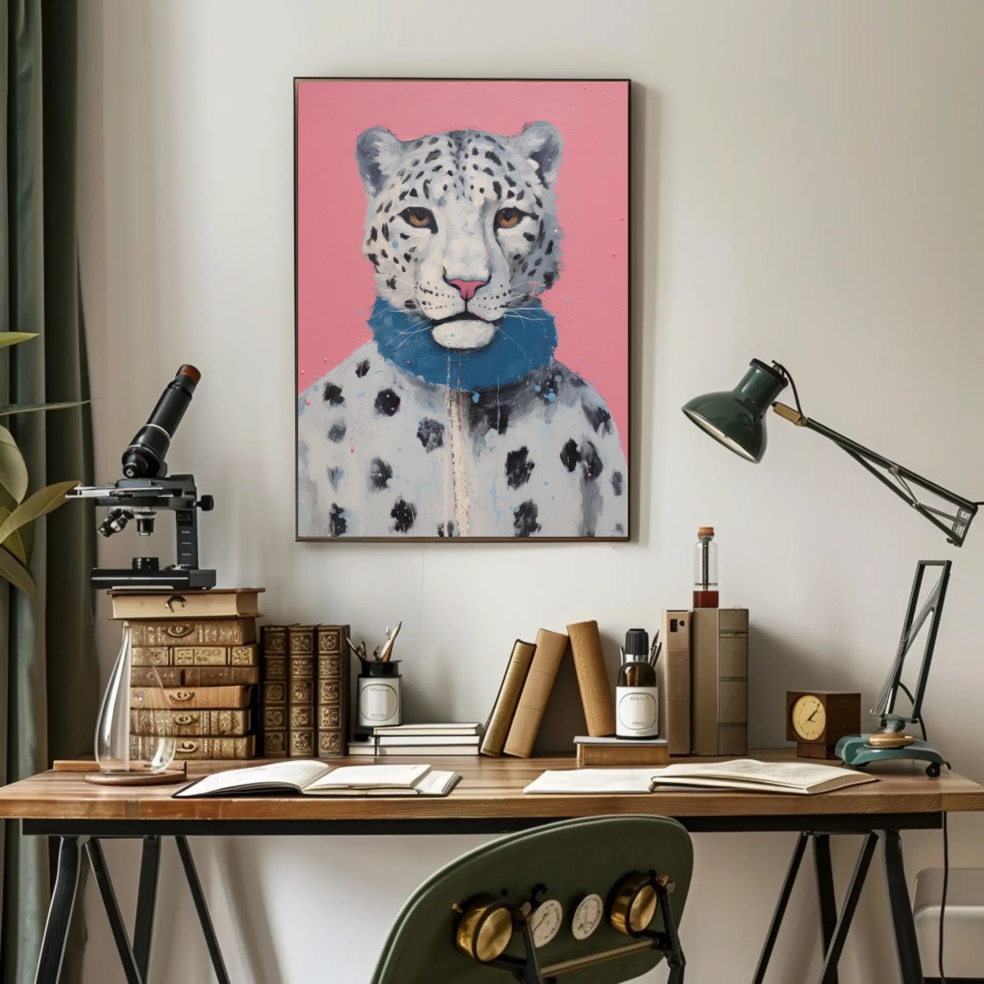 Stylized Snow Leopard Painting in Animal Poster PosterGoat